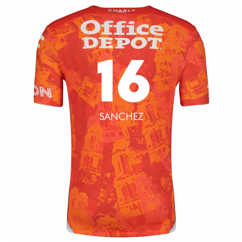 Kandiny Bambino Maglia Vanessa Sánchez #16 Arancione Bianco Kit Gara Away 2024/25 Maglietta