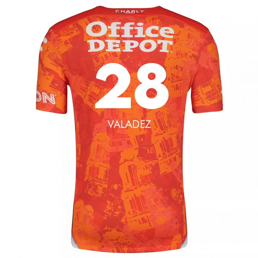 Kandiny Niño Camiseta Julia Valadez #28 Naranja Blanco 2ª Equipación 2024/25 La Camisa