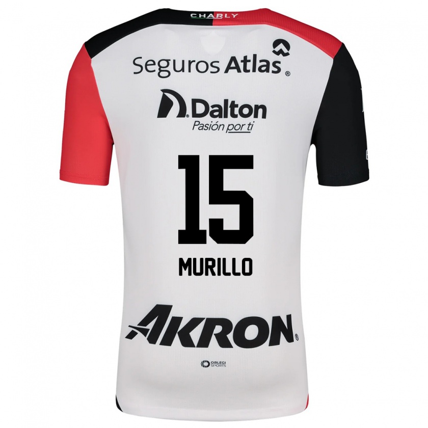 Kandiny Bambino Maglia Jhon Murillo #15 Bianco Rosso Nero Kit Gara Away 2024/25 Maglietta