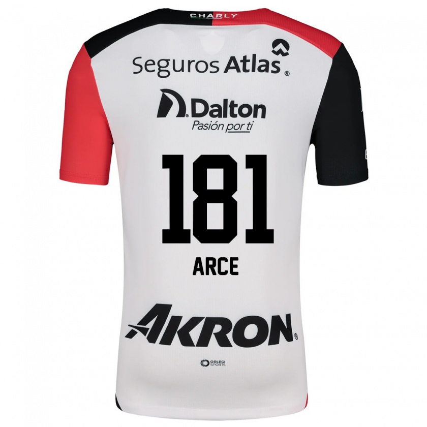 Kandiny Bambino Maglia Edson Arce #181 Bianco Rosso Nero Kit Gara Away 2024/25 Maglietta