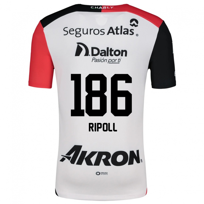 Kandiny Bambino Maglia Alonso Ripoll #186 Bianco Rosso Nero Kit Gara Away 2024/25 Maglietta