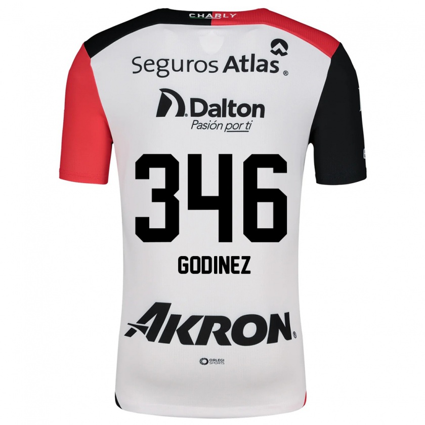 Kandiny Bambino Maglia Olmo Godínez #346 Bianco Rosso Nero Kit Gara Away 2024/25 Maglietta