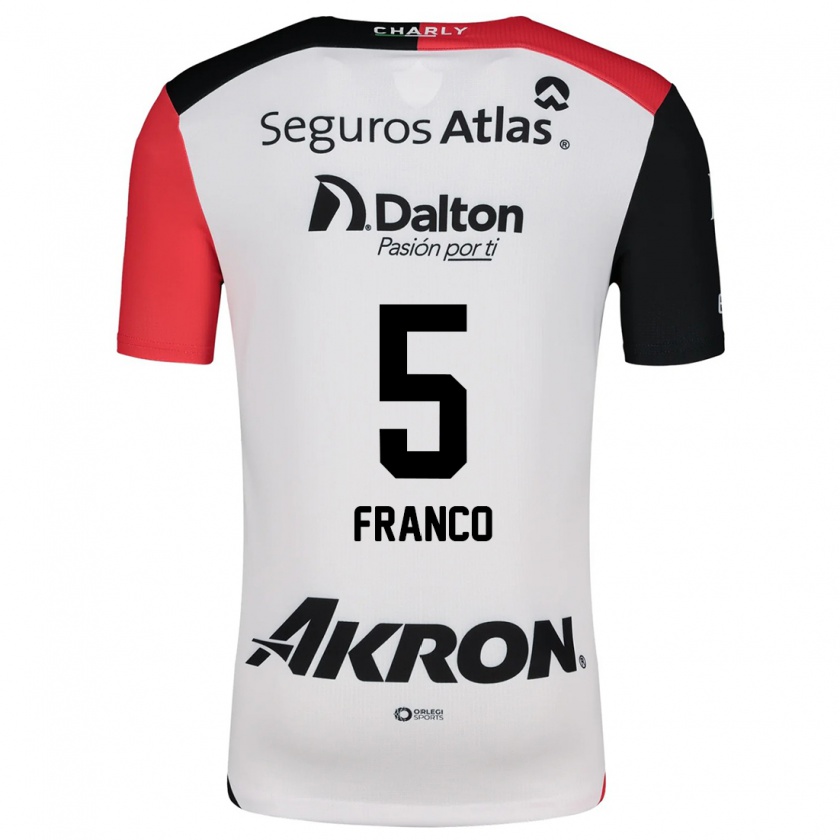 Kandiny Bambino Maglia Alejandra Franco #5 Bianco Rosso Nero Kit Gara Away 2024/25 Maglietta