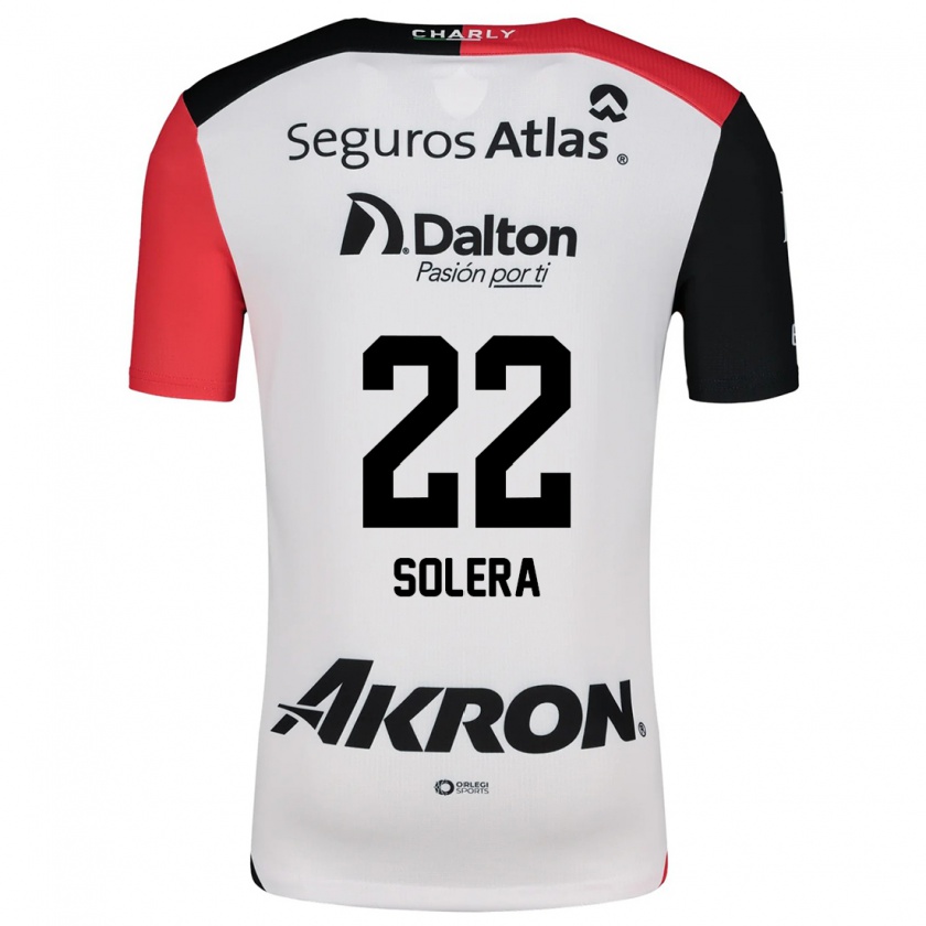 Kandiny Bambino Maglia Daniela Solera #22 Bianco Rosso Nero Kit Gara Away 2024/25 Maglietta