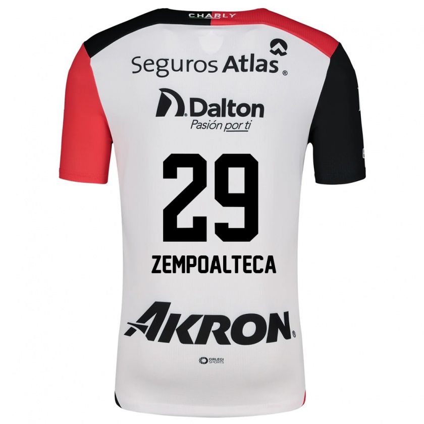 Kandiny Bambino Maglia Karla Zempoalteca #29 Bianco Rosso Nero Kit Gara Away 2024/25 Maglietta