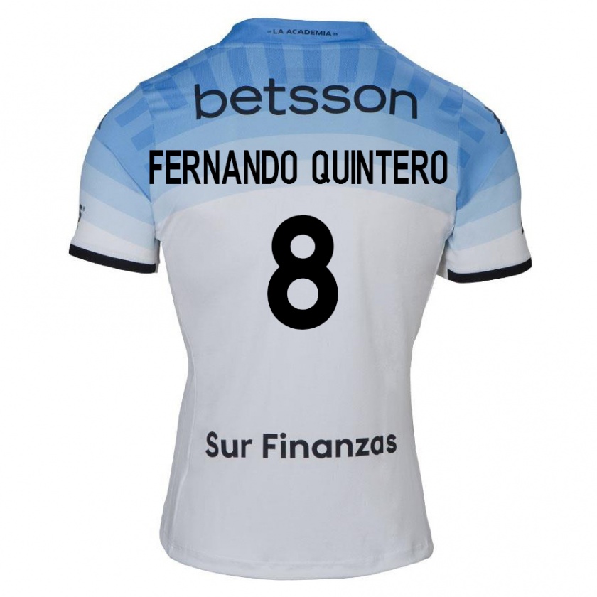 Kandiny Kinderen Juan Fernando Quintero #8 Wit Blauw Zwart Uitshirt Uittenue 2024/25 T-Shirt België