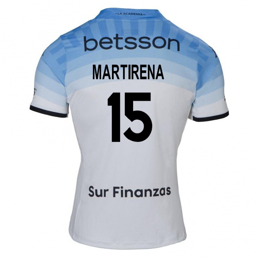 Kandiny Bambino Maglia Gastón Martirena #15 Bianco Blu Nero Kit Gara Away 2024/25 Maglietta