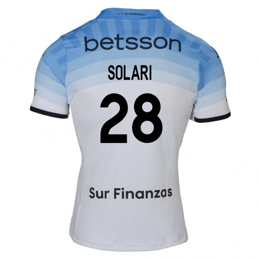 Kandiny Kinderen Santiago Solari #28 Wit Blauw Zwart Uitshirt Uittenue 2024/25 T-Shirt