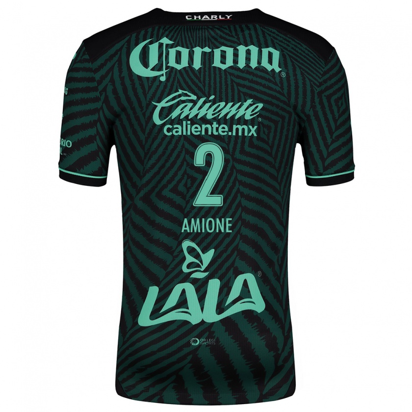 Kandiny Niño Camiseta Bruno Amione #2 Verde Negro 2ª Equipación 2024/25 La Camisa México