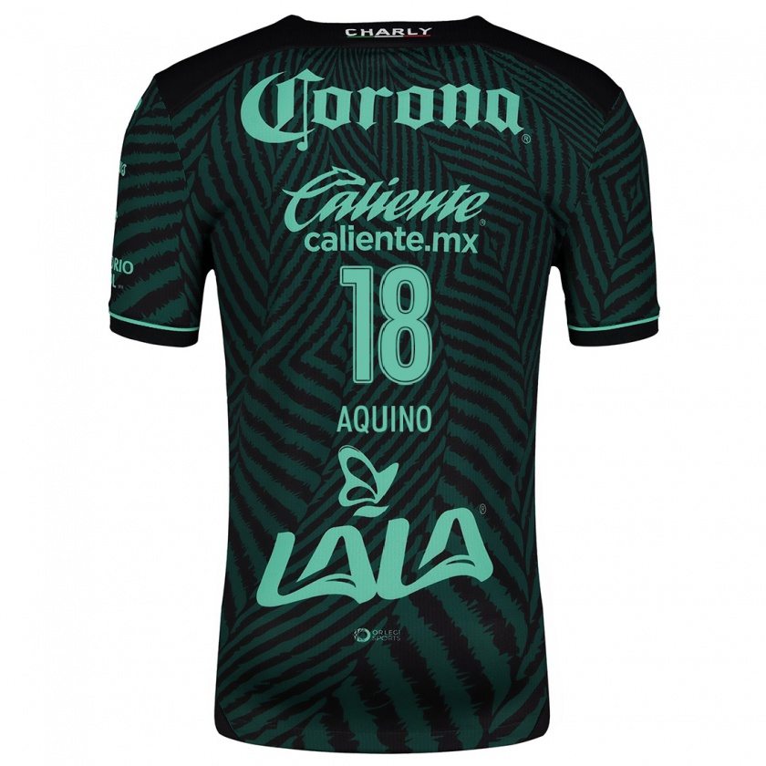 Kandiny Niño Camiseta Pedro Aquino #18 Verde Negro 2ª Equipación 2024/25 La Camisa México