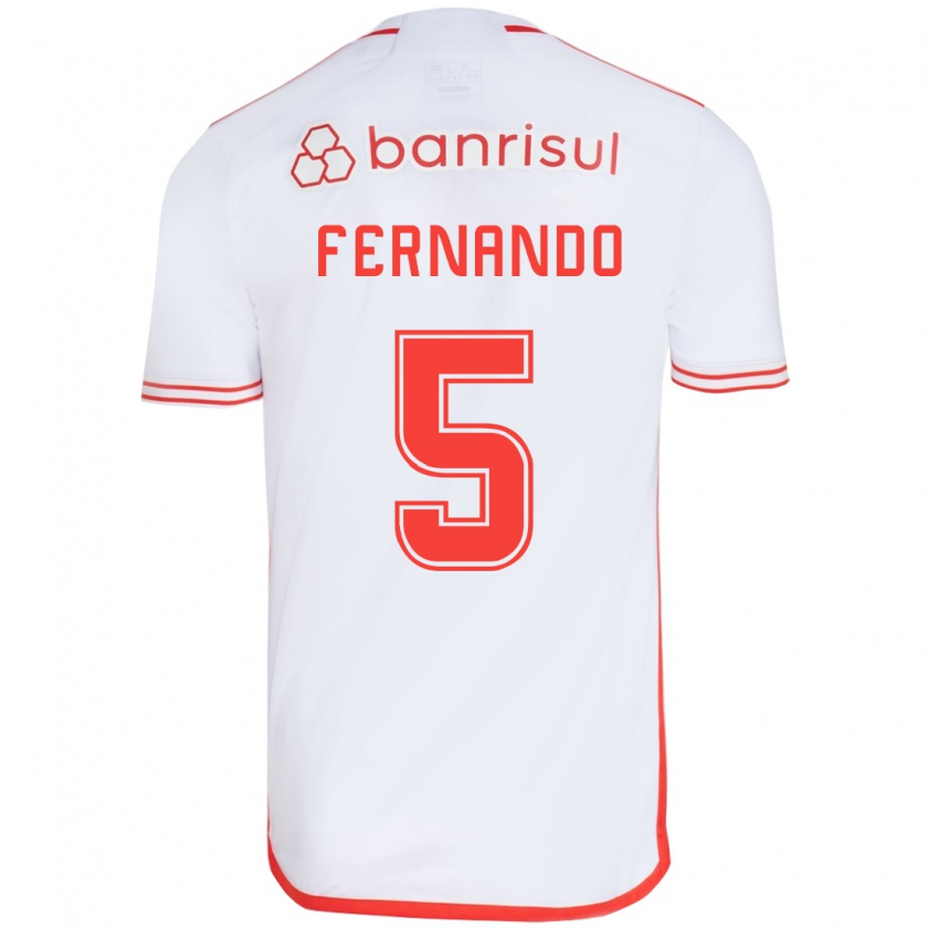 Kandiny Niño Camiseta Fernando #5 Blanco Rojo 2ª Equipación 2024/25 La Camisa