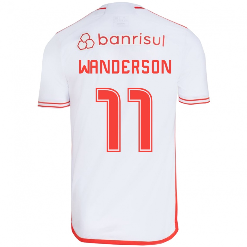 Kandiny Bambino Maglia Wanderson #11 Bianco Rosso Kit Gara Away 2024/25 Maglietta