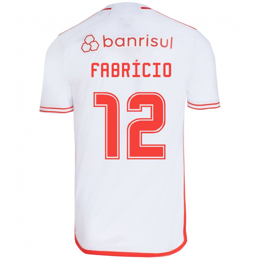 Kandiny Bambino Maglia Fabrício #12 Bianco Rosso Kit Gara Away 2024/25 Maglietta