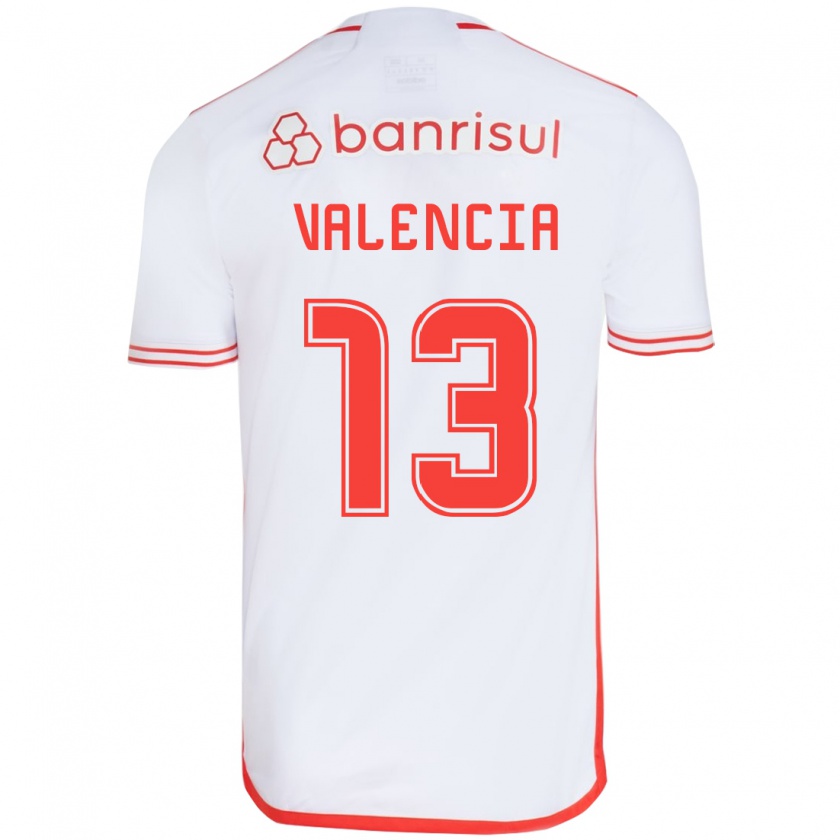 Kandiny Niño Camiseta Enner Valencia #13 Blanco Rojo 2ª Equipación 2024/25 La Camisa