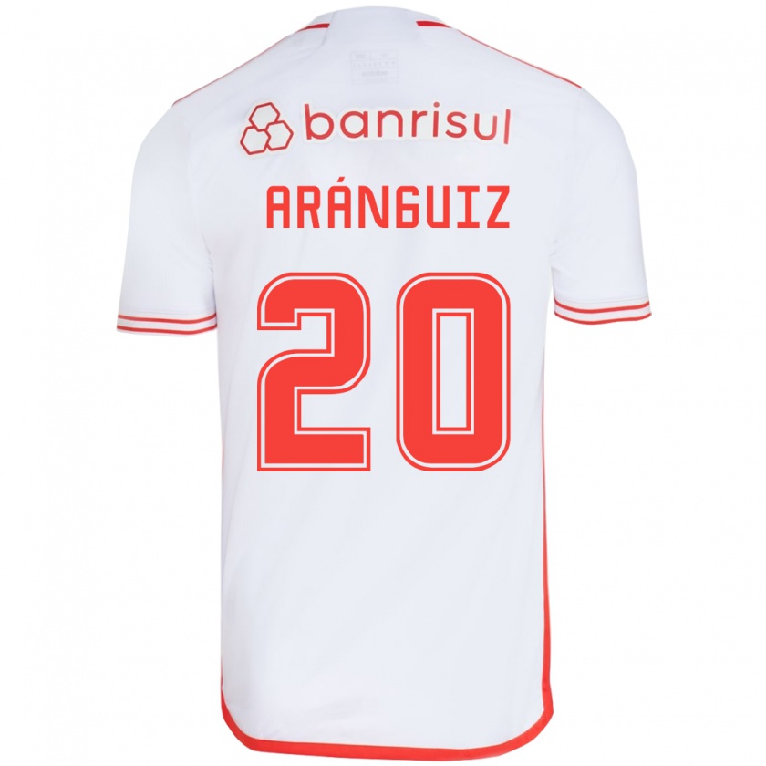 Kandiny Kinderen Charles Aránguiz #20 Wit Rood Uitshirt Uittenue 2024/25 T-Shirt België