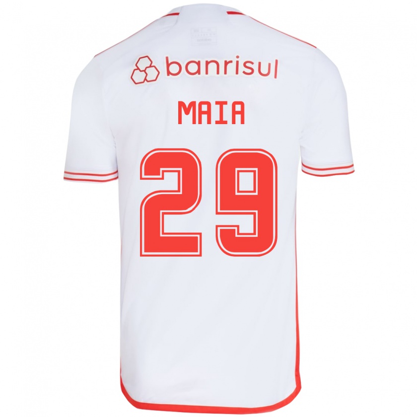 Kandiny Bambino Maglia Thiago Maia #29 Bianco Rosso Kit Gara Away 2024/25 Maglietta