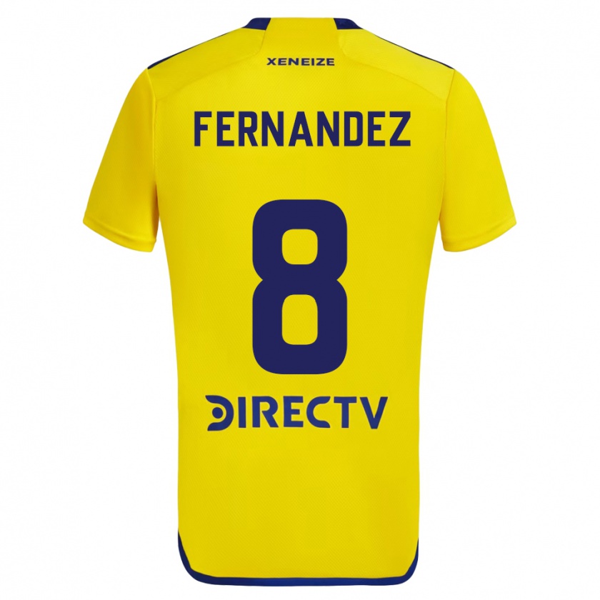 Kandiny Bambino Maglia Pol Fernández #8 Giallo Blu Kit Gara Away 2024/25 Maglietta