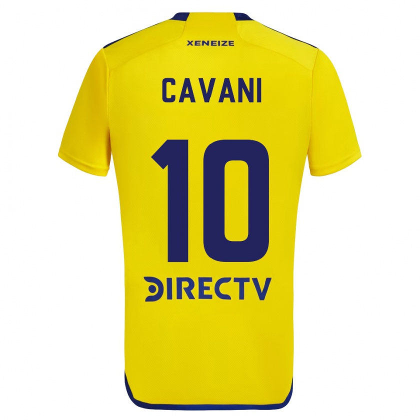 Kandiny Bambino Maglia Edinson Cavani #10 Giallo Blu Kit Gara Away 2024/25 Maglietta