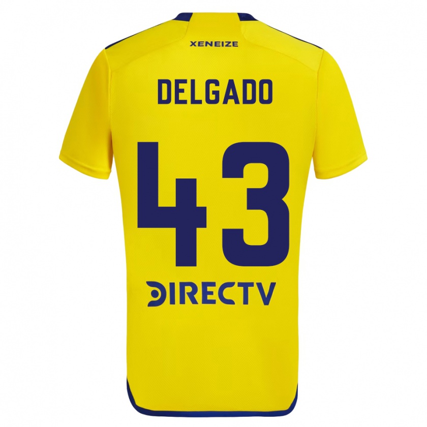 Kandiny Bambino Maglia Milton Delgado #43 Giallo Blu Kit Gara Away 2024/25 Maglietta