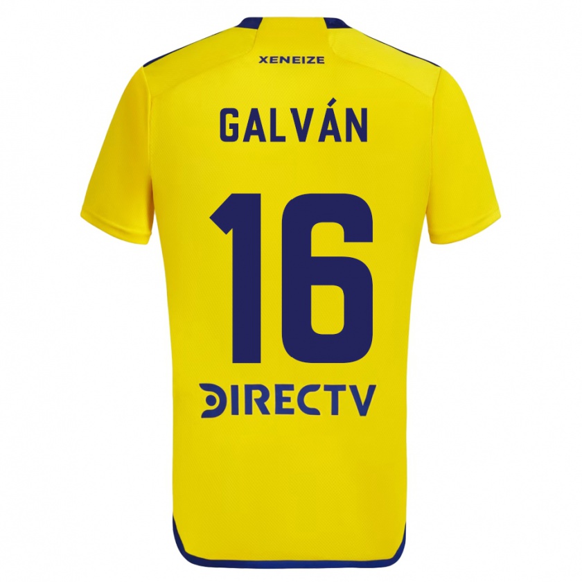 Kandiny Kinderen Lucas Galván #16 Geel Blauw Uitshirt Uittenue 2024/25 T-Shirt