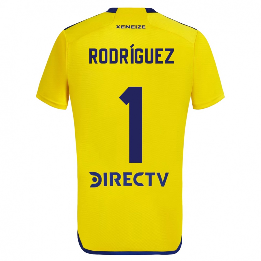 Kandiny Dzieci Fernando Rodríguez #1 Yellow Blue Wyjazdowa Koszulka 2024/25 Koszulki Klubowe