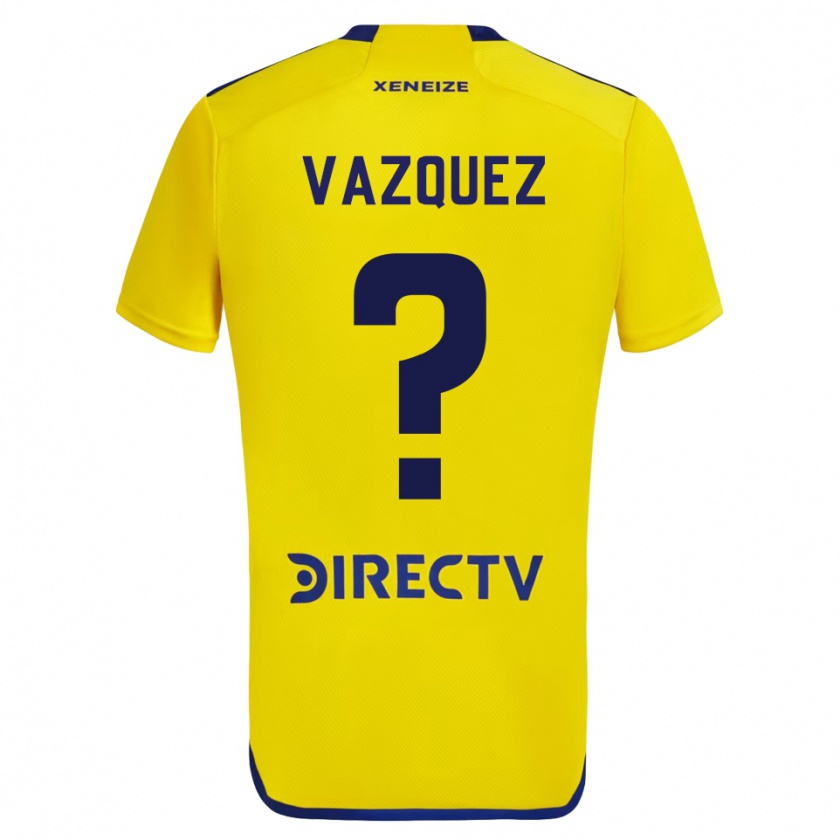 Kandiny Bambino Maglia Luis Vázquez #0 Giallo Blu Kit Gara Away 2024/25 Maglietta