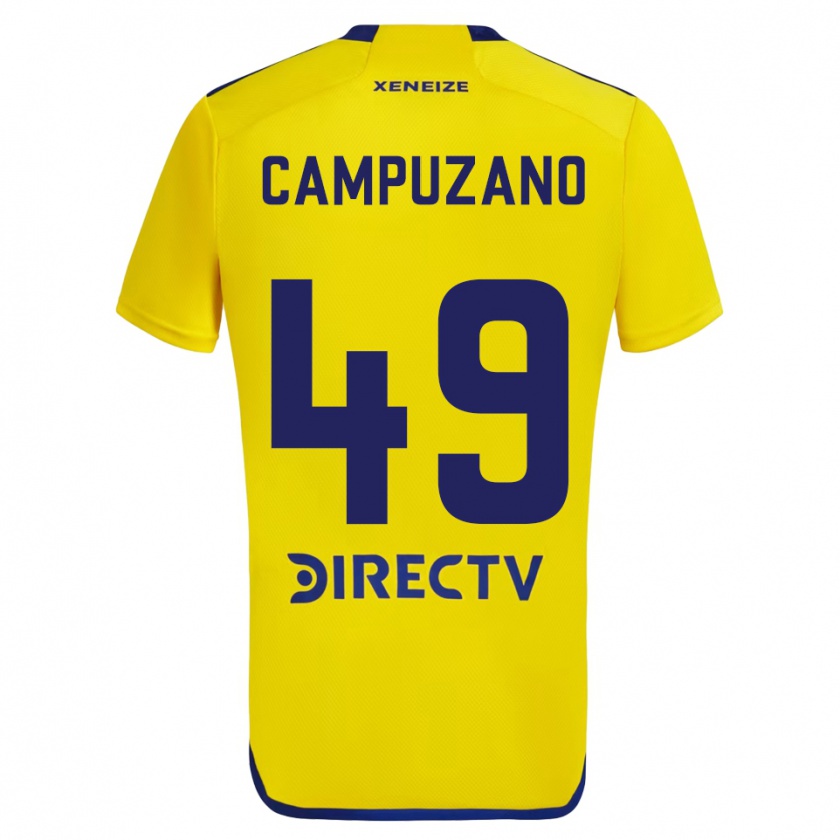 Kandiny Kinderen Jorman Campuzano #49 Geel Blauw Uitshirt Uittenue 2024/25 T-Shirt