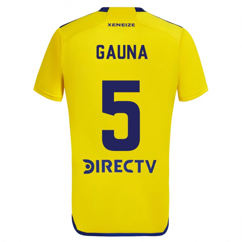 Kandiny Kinderen Santiago Gauna #5 Geel Blauw Uitshirt Uittenue 2024/25 T-Shirt