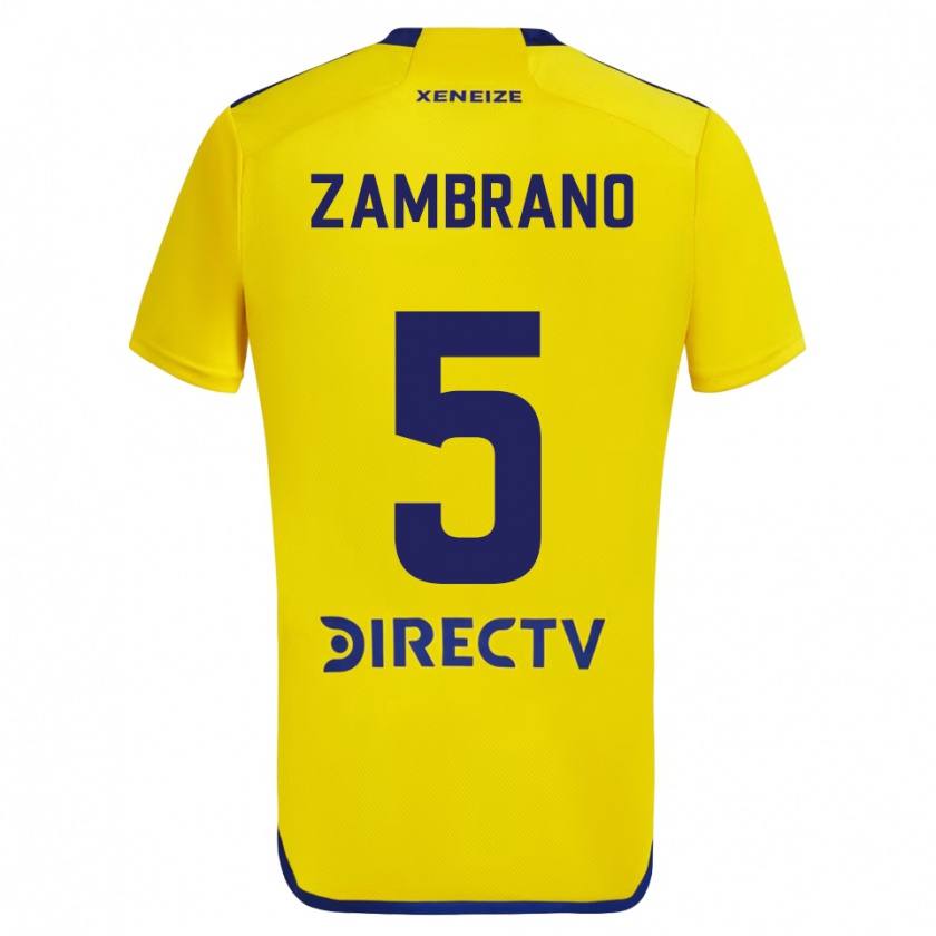 Kandiny Bambino Maglia Carlos Zambrano #5 Giallo Blu Kit Gara Away 2024/25 Maglietta