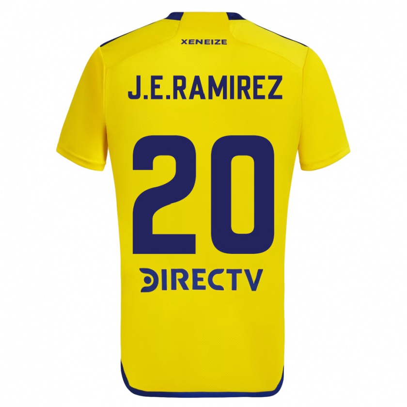 Kandiny Dzieci Juan Edgardo Ramirez #20 Yellow Blue Wyjazdowa Koszulka 2024/25 Koszulki Klubowe