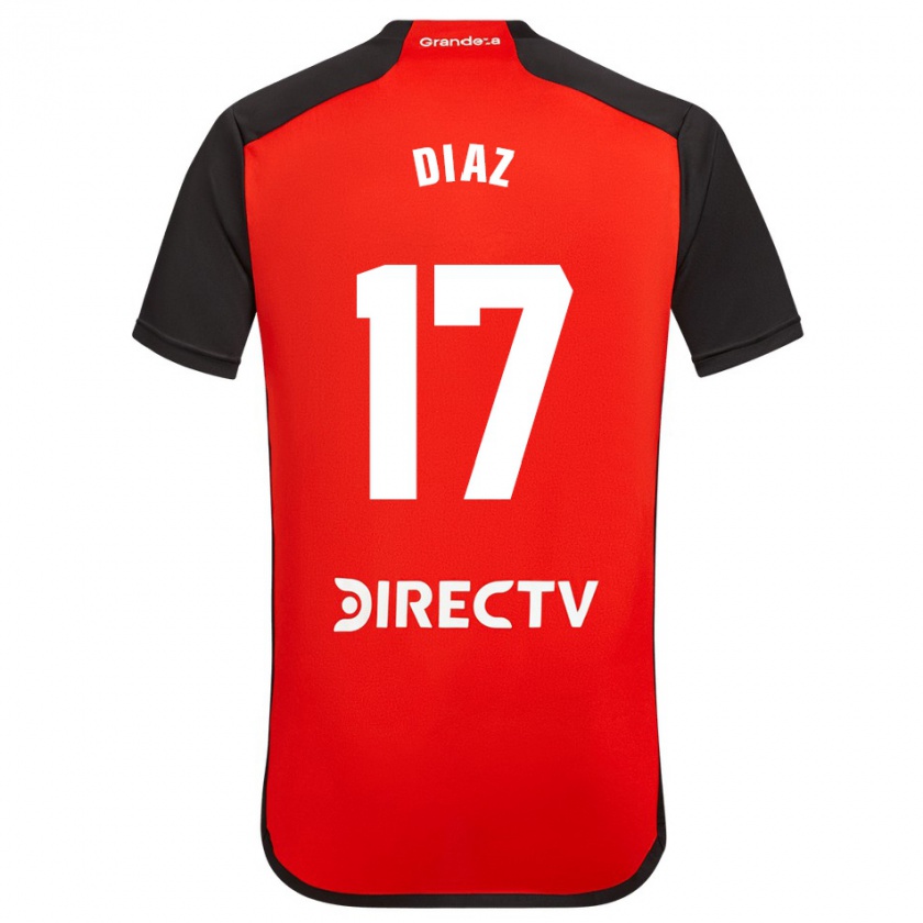 Kandiny Bambino Maglia Paulo Díaz #17 Rosso Nero Bianco Kit Gara Away 2024/25 Maglietta