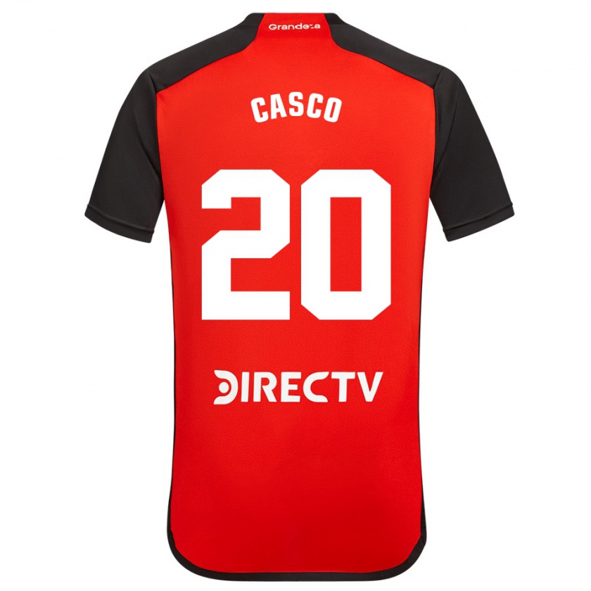 Kandiny Bambino Maglia Milton Casco #20 Rosso Nero Bianco Kit Gara Away 2024/25 Maglietta