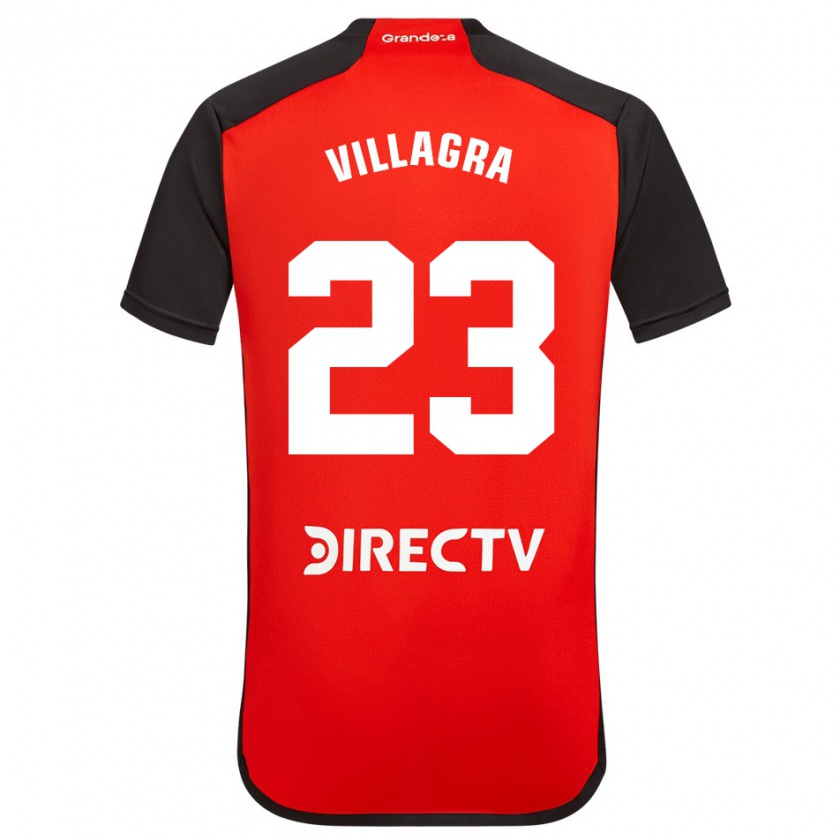 Kandiny Kinderen Rodrigo Villagra #23 Rood Zwart Wit Uitshirt Uittenue 2024/25 T-Shirt