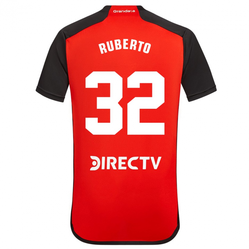 Kandiny Kinderen Agustín Ruberto #32 Rood Zwart Wit Uitshirt Uittenue 2024/25 T-Shirt België