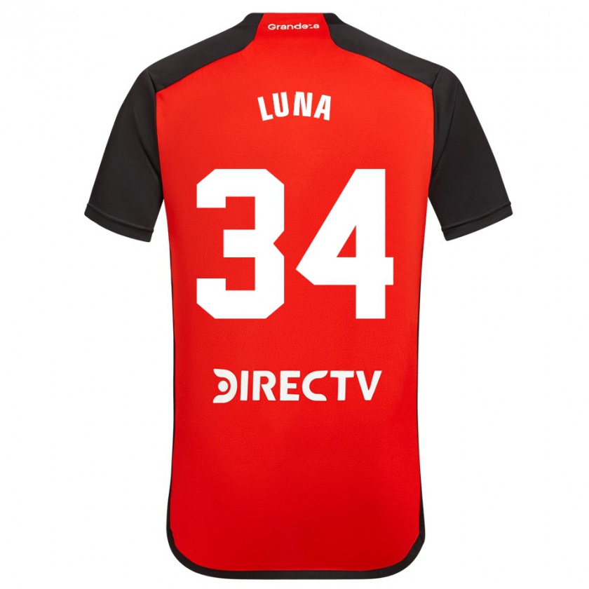 Kandiny Kinderen Jonás Luna #34 Rood Zwart Wit Uitshirt Uittenue 2024/25 T-Shirt