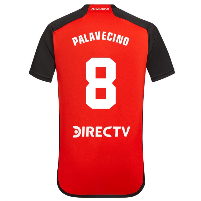 Kandiny Bambino Maglia Agustín Palavecino #8 Rosso Nero Bianco Kit Gara Away 2024/25 Maglietta