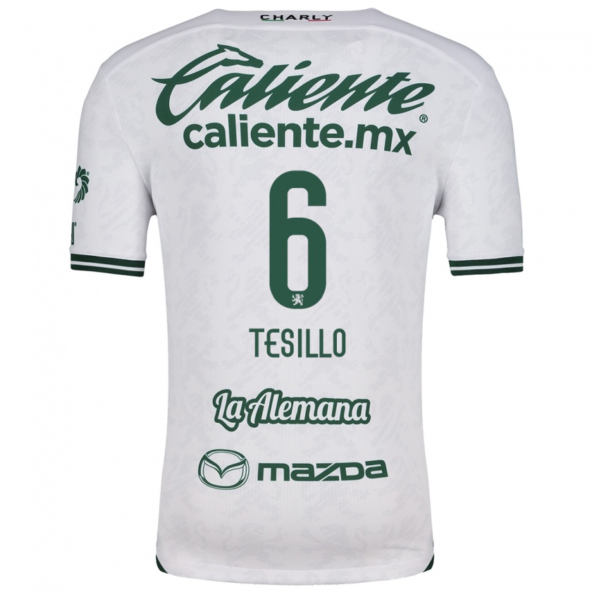 Kandiny Bambino Maglia William Tesillo #6 Bianco Verde Kit Gara Away 2024/25 Maglietta