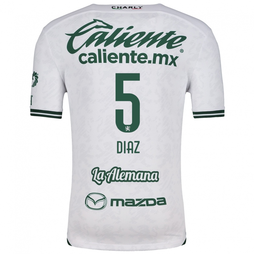 Kandiny Bambino Maglia Brenda Díaz #5 Bianco Verde Kit Gara Away 2024/25 Maglietta