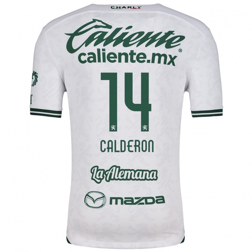 Kandiny Kinderen Daniela Calderón #14 Wit Groen Uitshirt Uittenue 2024/25 T-Shirt