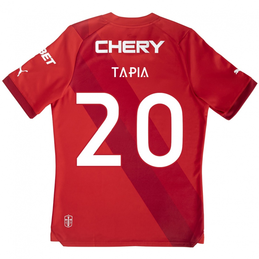 Kandiny Kinderen Gonzalo Tapia #20 Rood Wit Uitshirt Uittenue 2024/25 T-Shirt