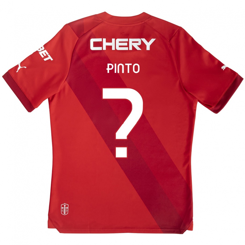 Kandiny Kinderen Pablo Pinto #0 Rood Wit Uitshirt Uittenue 2024/25 T-Shirt