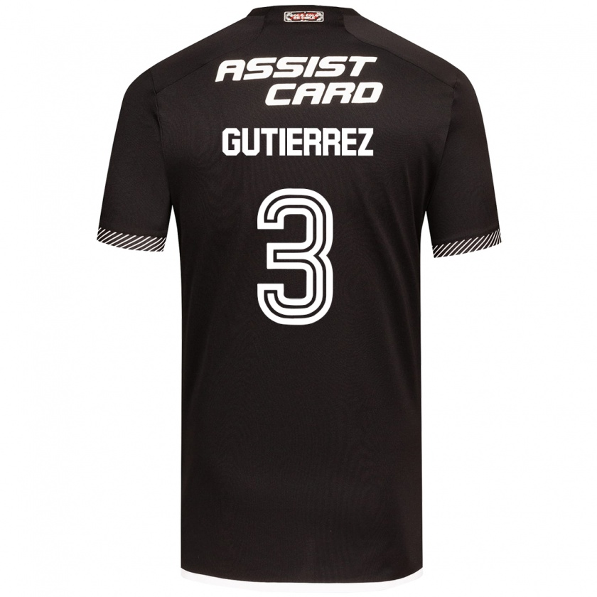 Kandiny Bambino Maglia Daniel Gutiérrez #3 Nero Bianco Kit Gara Away 2024/25 Maglietta