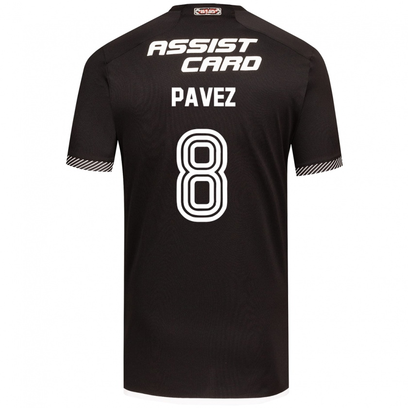 Kandiny Bambino Maglia Esteban Pavez #8 Nero Bianco Kit Gara Away 2024/25 Maglietta