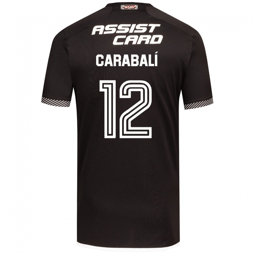 Kandiny Bambino Maglia Omar Carabalí #12 Nero Bianco Kit Gara Away 2024/25 Maglietta