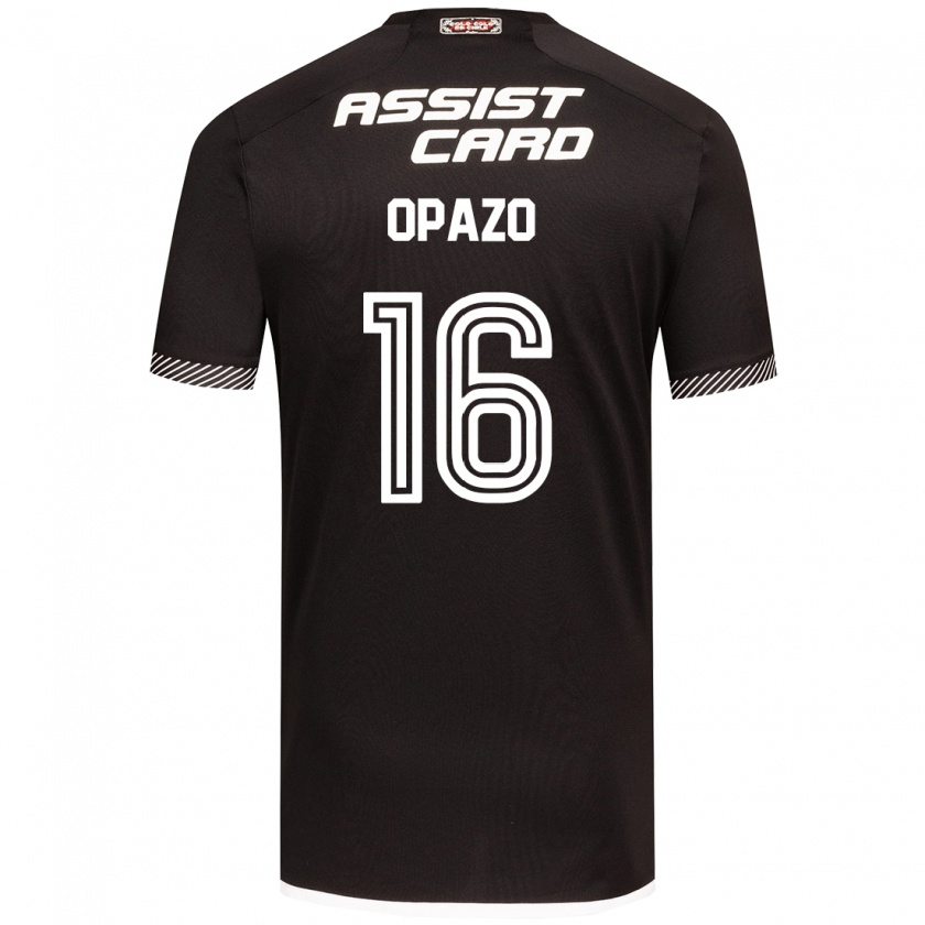 Kandiny Bambino Maglia Óscar Opazo #16 Nero Bianco Kit Gara Away 2024/25 Maglietta