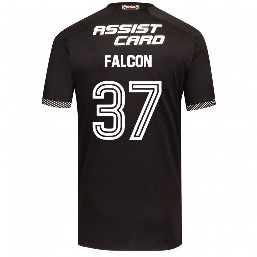 Kandiny Bambino Maglia Maximiliano Falcón #37 Nero Bianco Kit Gara Away 2024/25 Maglietta