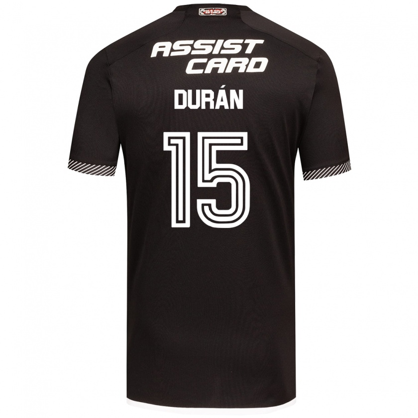 Kandiny Bambino Maglia José Durán #15 Nero Bianco Kit Gara Away 2024/25 Maglietta