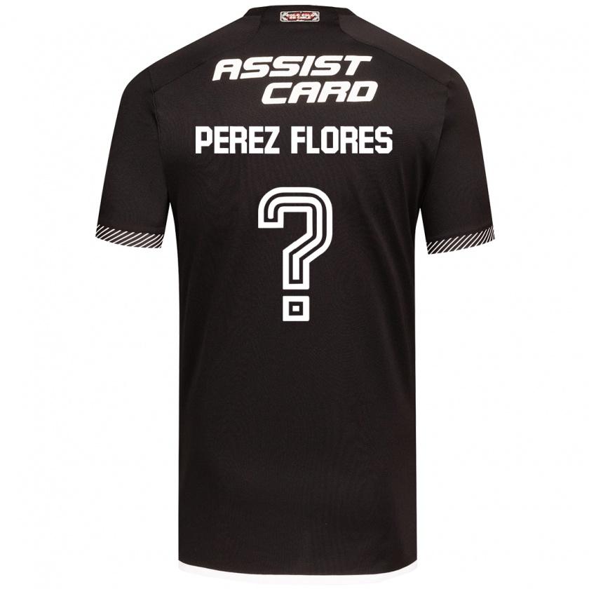 Kandiny Bambino Maglia Benjamín Pérez Flores #0 Nero Bianco Kit Gara Away 2024/25 Maglietta