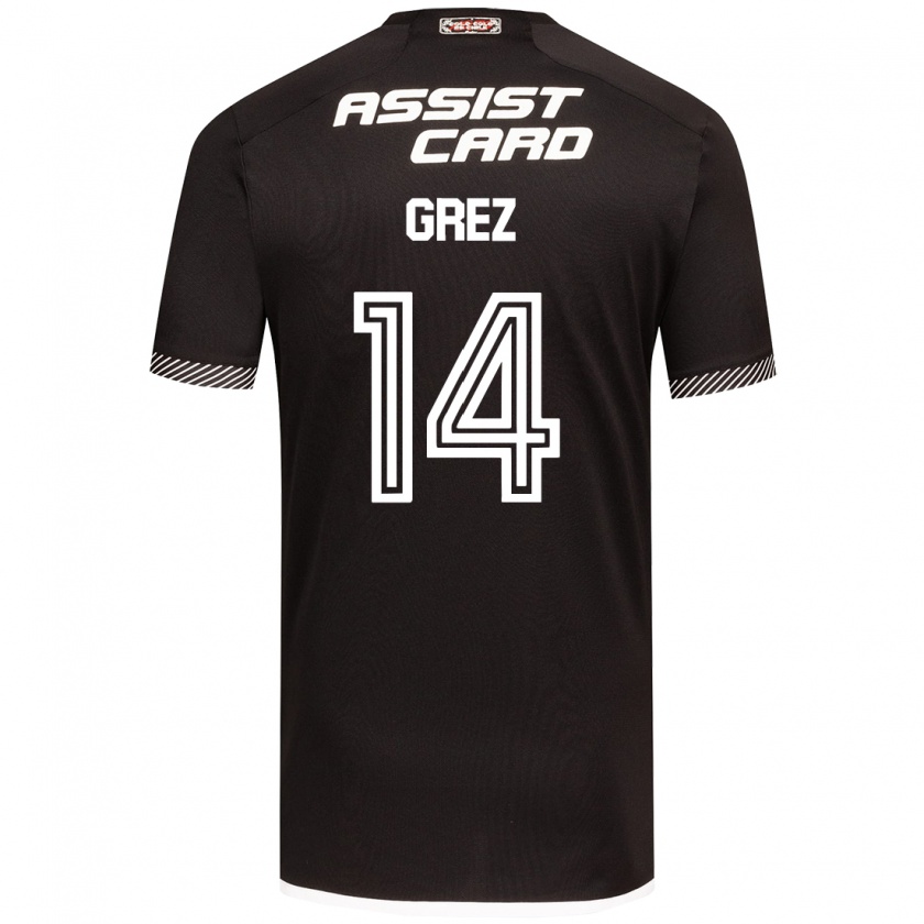 Kandiny Bambino Maglia Javiera Grez #14 Nero Bianco Kit Gara Away 2024/25 Maglietta