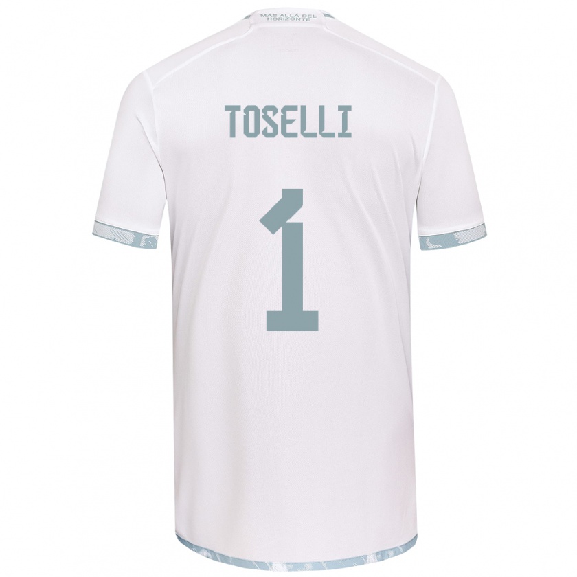 Kandiny Niño Camiseta Cristopher Toselli #1 Gris Blanco 2ª Equipación 2024/25 La Camisa